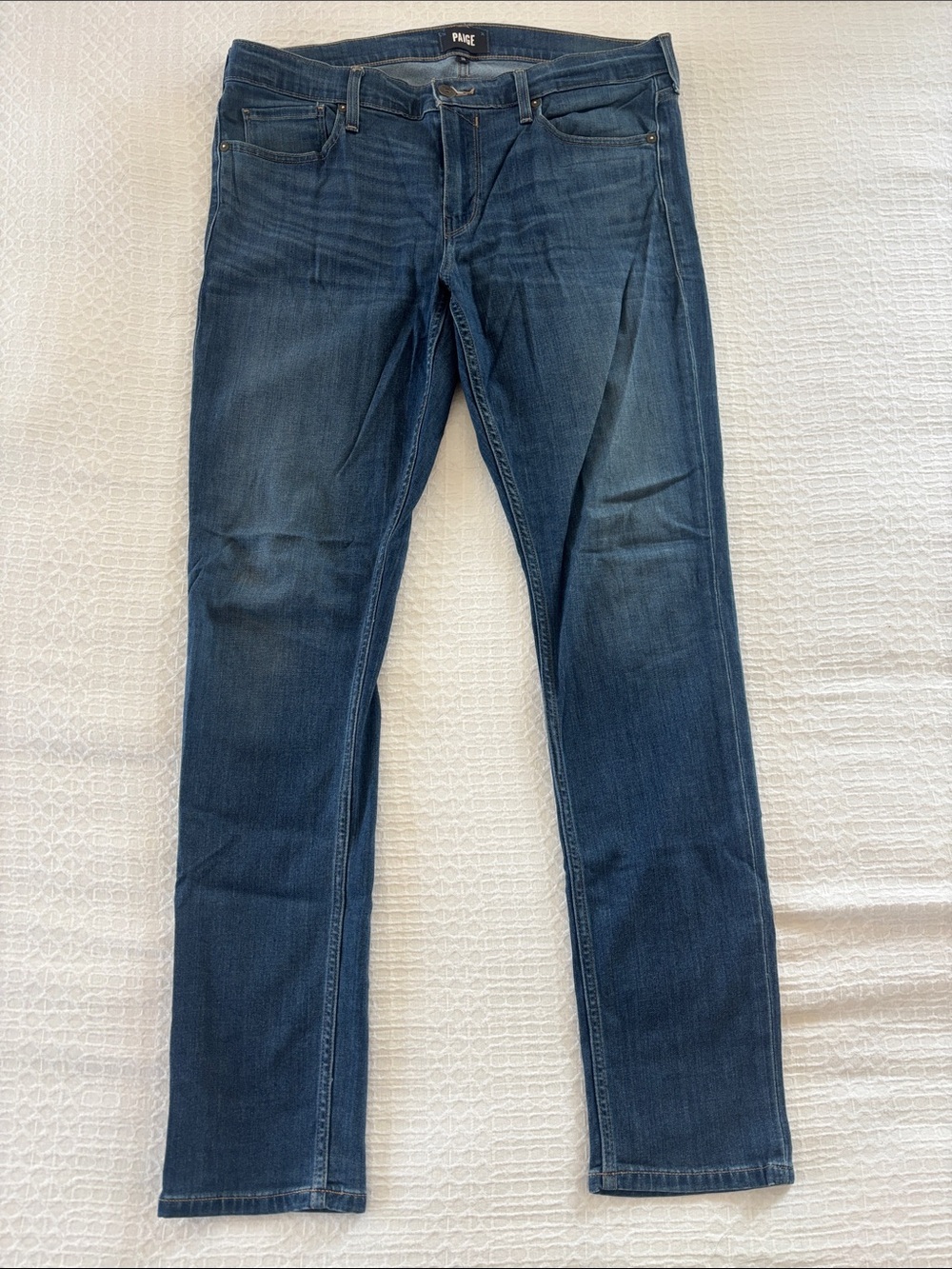 PAIGE Men Slim Straight CROFT Jeans in Medium Blue Wash